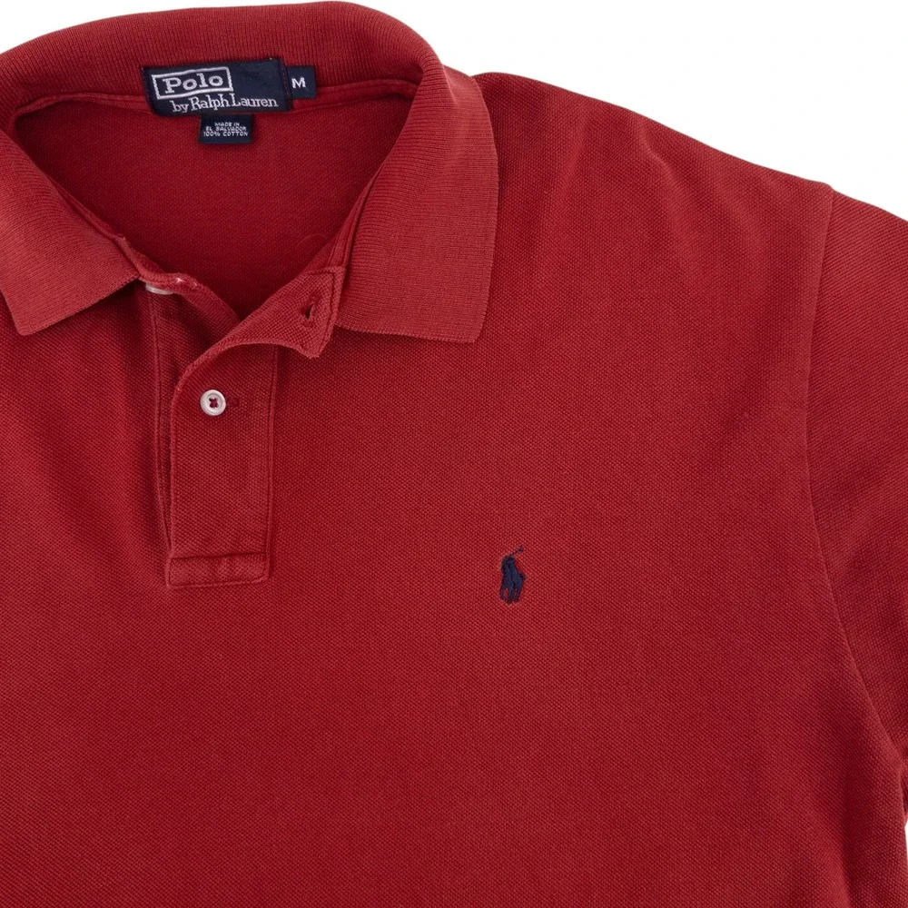 Polo Ralph Lauren Men's Medium Red Short Sleeve Polo Shirt Blue Pony 100% Cotton